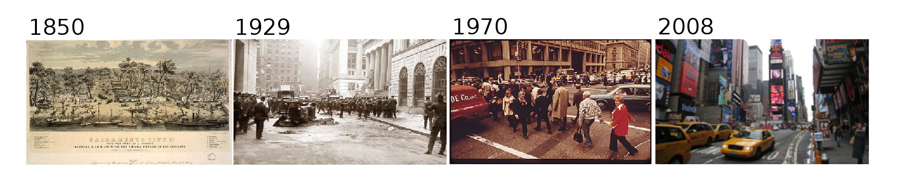Views of New York in 1850, 1929, 1970 and 2008