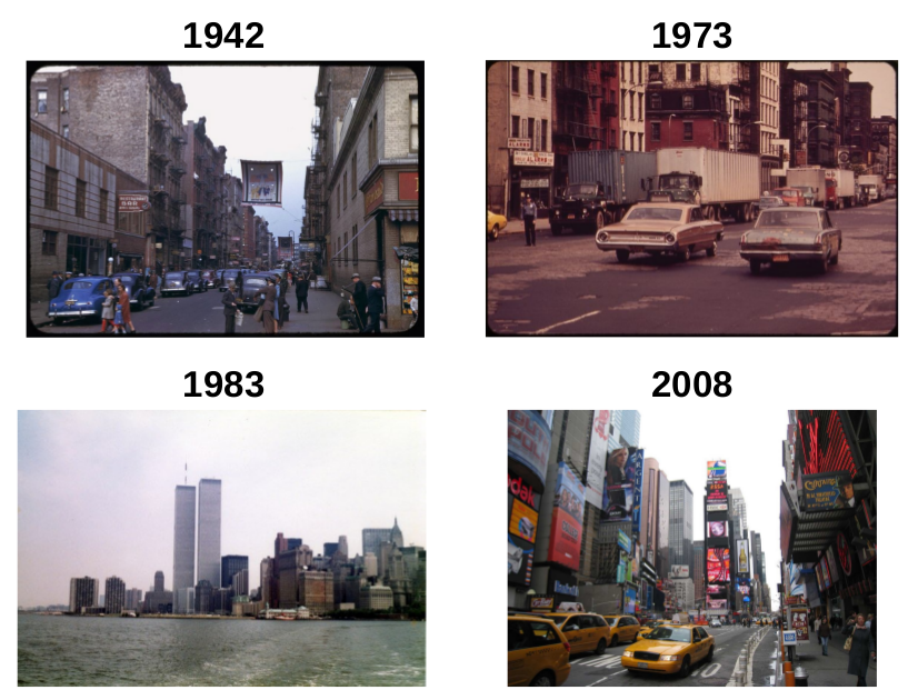Photos of New York taken in 1942, 1973, 1983 and 2008